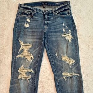 Judy Blue Distressed Boyfriend Jeans - Blue